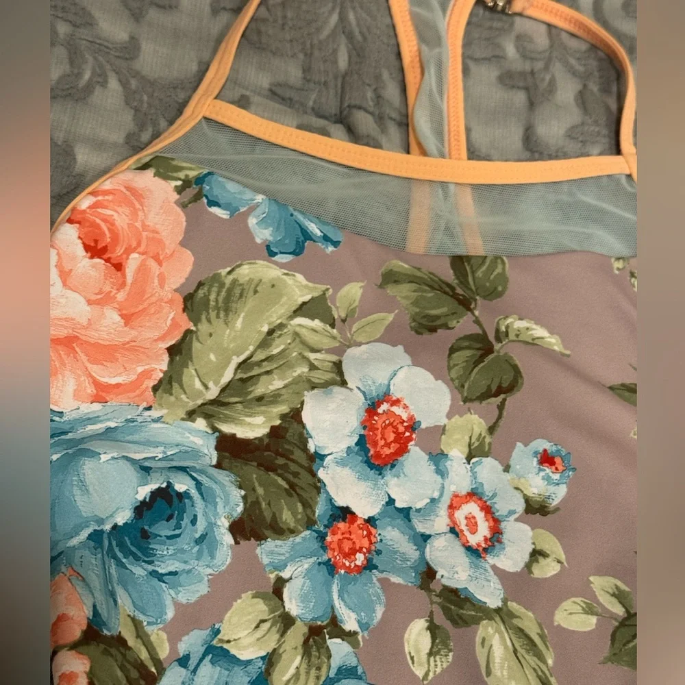 ELEVE S Floral Women's dance ballet leotard bodysuit sleeveles sheer halter - Picture 4 of 10